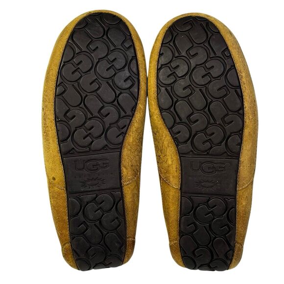 UGG Ascot Slippers Mens 11 Brown Suede Sheep Wool Lined Slip On Mocassin Casual - Picture 10 of 11